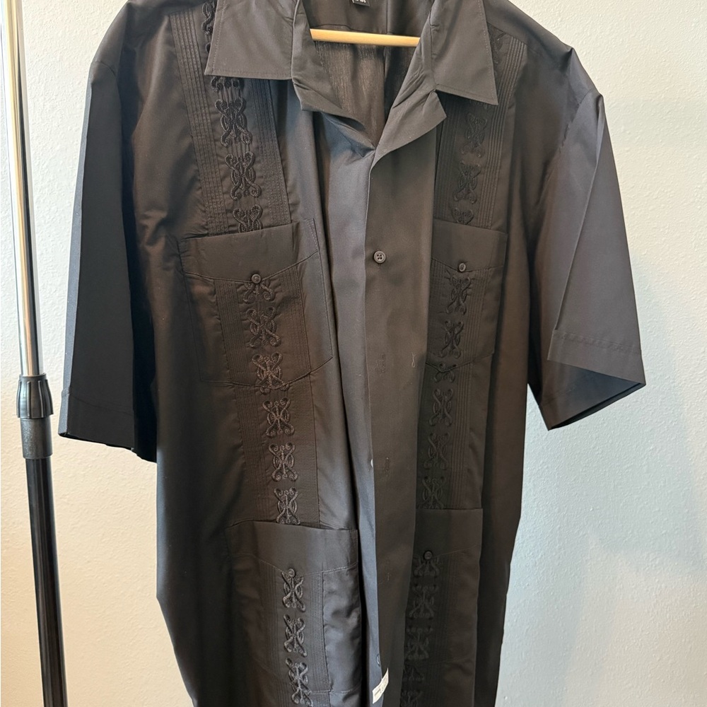 Omega Black Colored Guayabera